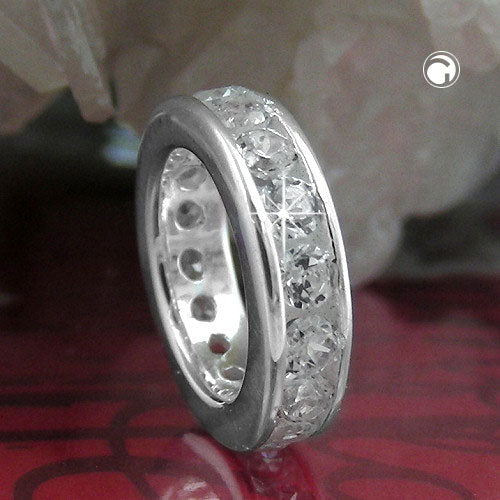 Pendant 9x2mm baptism ring with zirconias silver 925