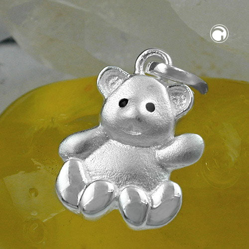 Pendant 14x10mm bear matt-glossy silver 925