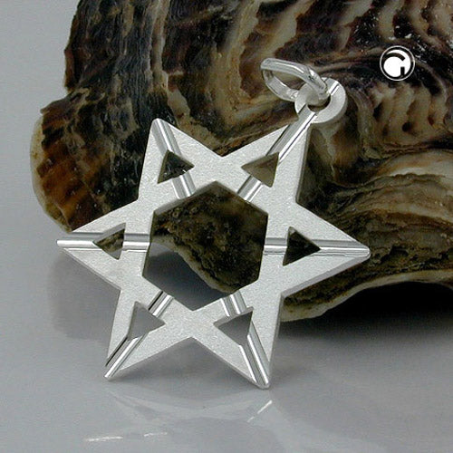Pendant, matte Star of David, 925 silver