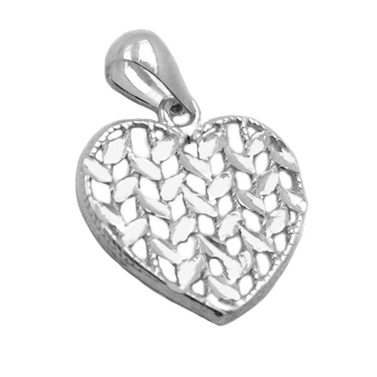 Pendant 15x15mm heart shiny diamond-cut silver 925