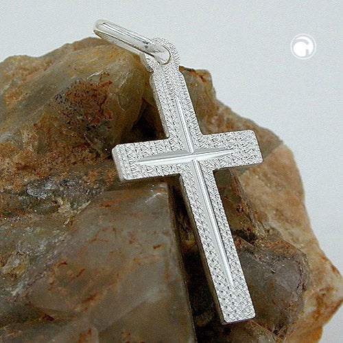 Pendant 23x13mm cross diamond-cut silver 925