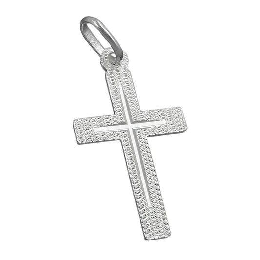 Pendant 23x13mm cross diamond-cut silver 925