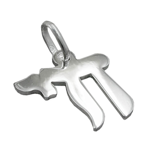 Pendant 15x14mm Hebrew word Chai symbol for life shiny 925