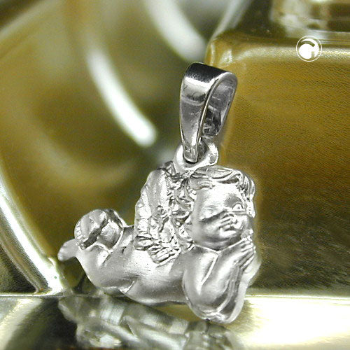 Pendant 9x13mm lying angel matt rhodium-plated silver 925
