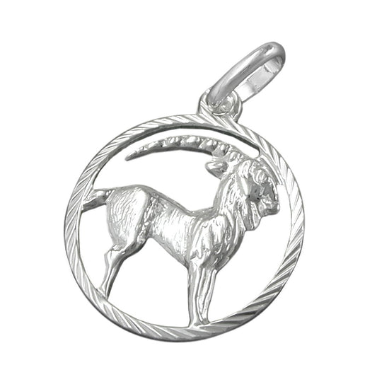 Pendant 15mm Zodiac Sign Capricorn Silver 925
