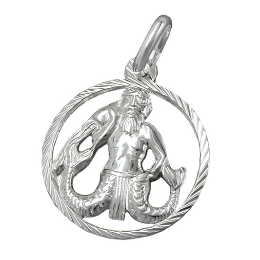 Pendant 15mm Zodiac Sign Aquarius Silver 925
