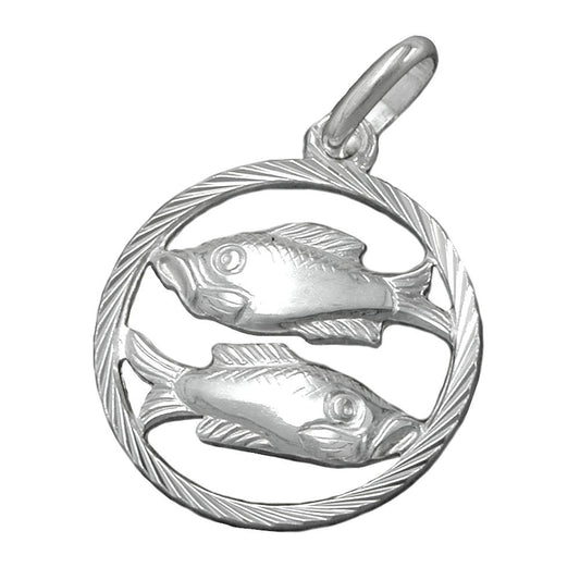 Pendant 15mm zodiac sign Pisces silver 925