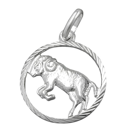 Pendant 15mm Zodiac Sign Aries Silver 925