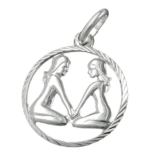 Pendant 15mm Zodiac Sign Gemini Silver 925