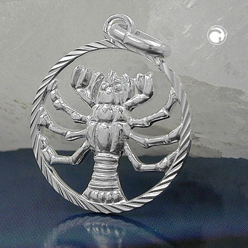 Pendant 15mm Zodiac Sign Cancer Silver 925