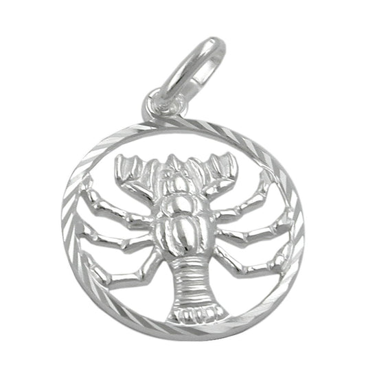 Pendant 15mm Zodiac Sign Cancer Silver 925