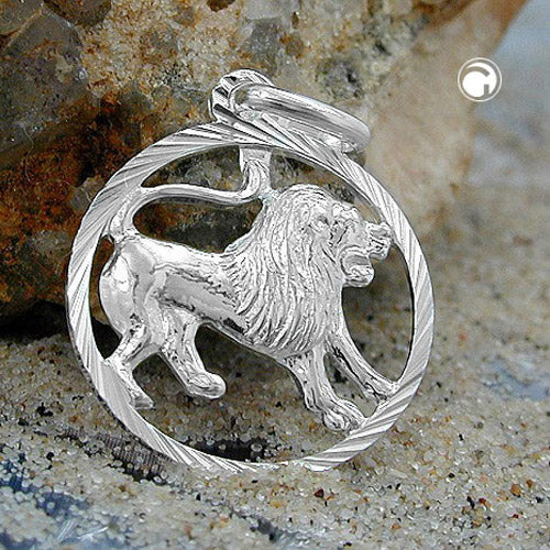 Pendant 15mm Zodiac Sign Leo Silver 925