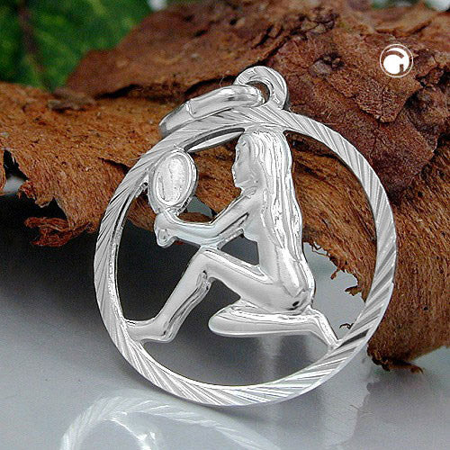 Pendant 15mm Zodiac Sign Virgo Silver 925
