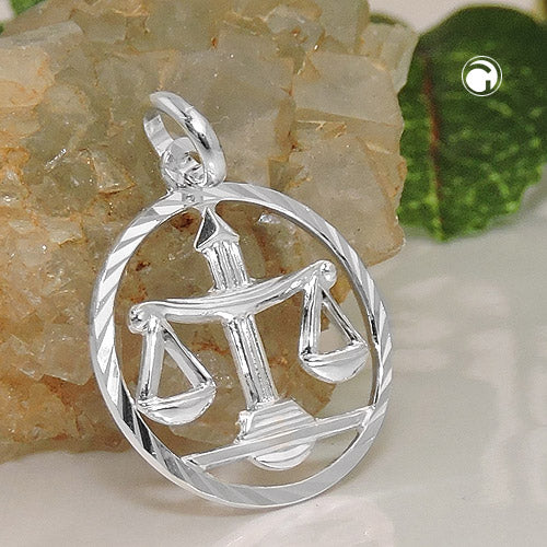 Pendant 15mm Zodiac Sign Libra Silver 925