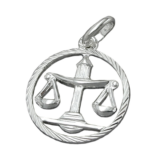 Pendant 15mm Zodiac Sign Libra Silver 925