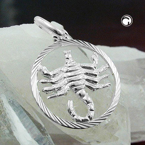 Pendant 15mm Zodiac Sign Scorpio Silver 925