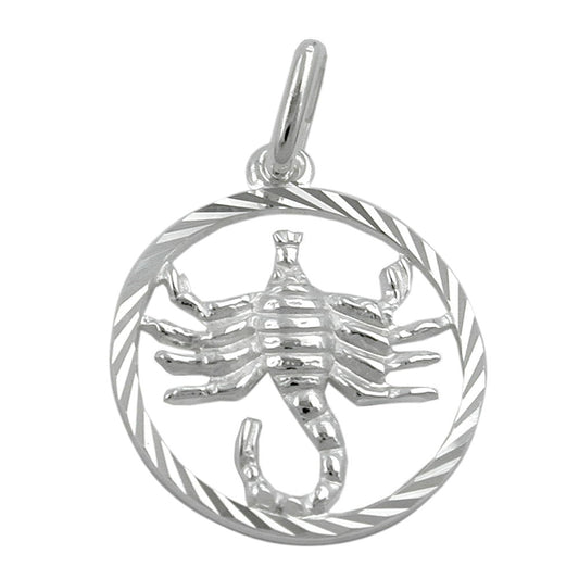 Pendant 15mm Zodiac Sign Scorpio Silver 925