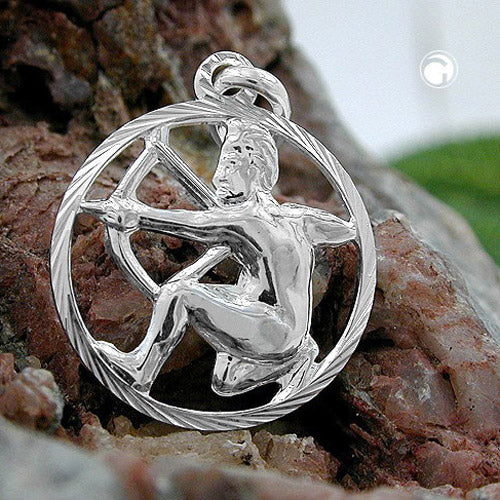 Pendant 15mm Zodiac Sign Sagittarius Silver 925