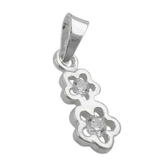 Pendant 12x5mm 2 flowers with zirconia silver 925
