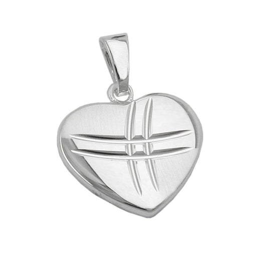 Pendant 15x16mm heart matt-glossy diamond-cut silver 925