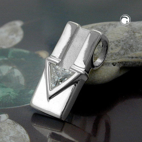 Pendant 17x9mm square with zirconia matt-glossy silver 925