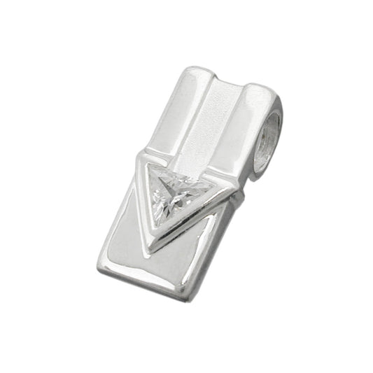 Pendant 17x9mm square with zirconia matt-glossy silver 925