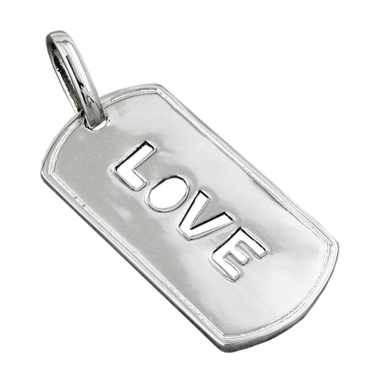 Pendant 32x16mm LOVE rhodium-plated silver 925