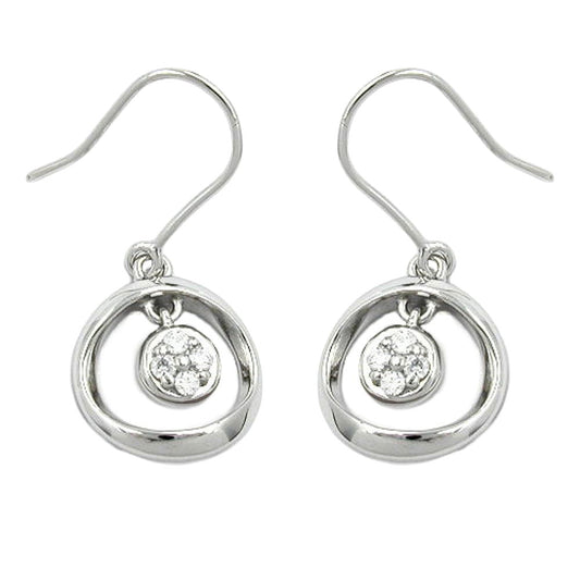 Ear hooks 22x14mm with zirconias rhodium-plated silver 925