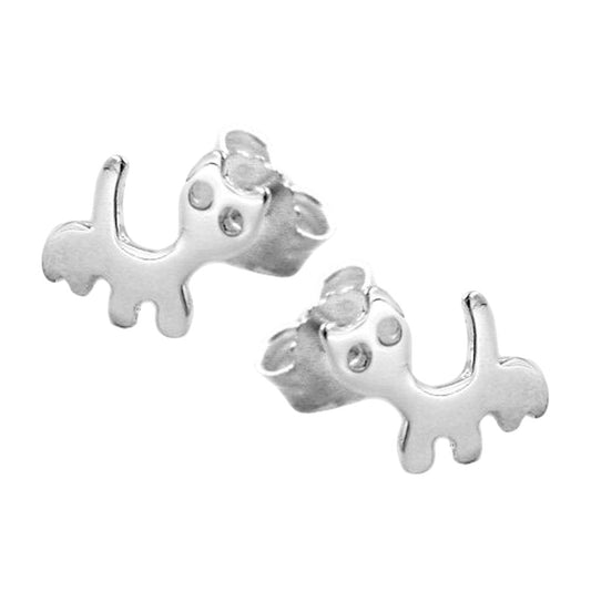 Stud earring 6x6.5mm cat shiny silver 925