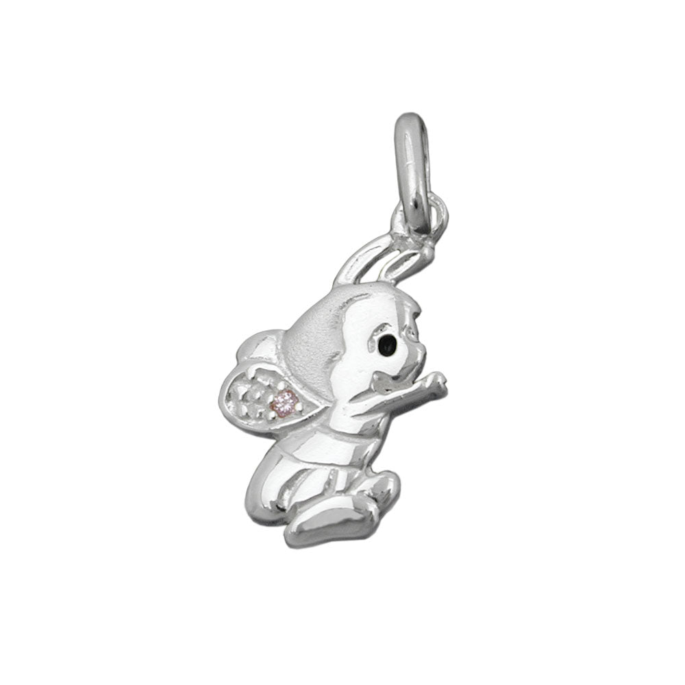 Pendant 17x9mm bee with zirconia pink silver 925