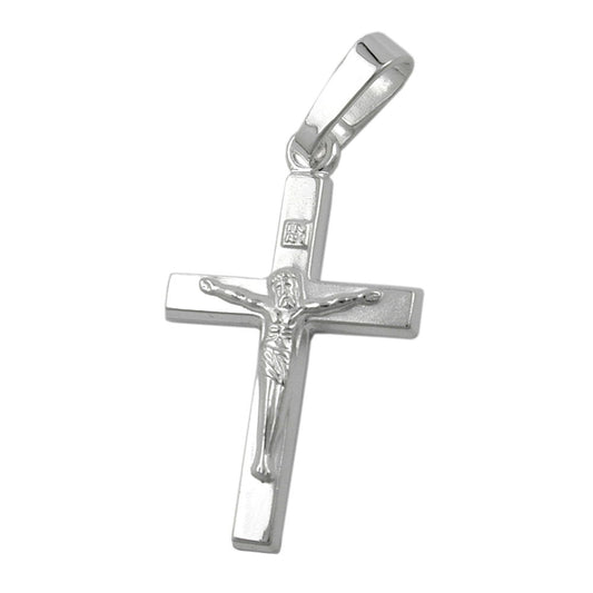 Pendant 17x11mm cross with Jesus shiny silver 925
