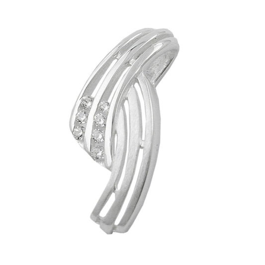 Pendant 19x8mm striped with zirconias matt-shiny silver 925