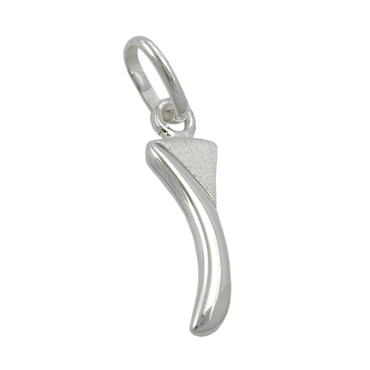 Pendant 15x5mm letter I partially matte shiny silver 925