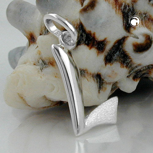 Pendant 15x9mm letter L partially matte shiny silver 925