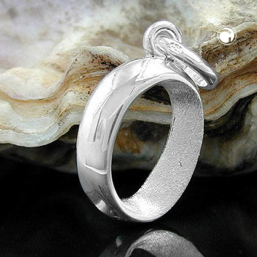 Pendant 15x9mm letter O partially matte shiny silver 925