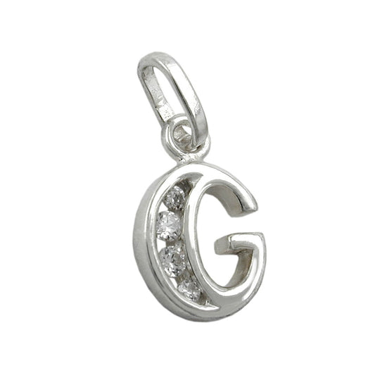 Pendant 8x7mm letter G shiny with zirconias silver 925