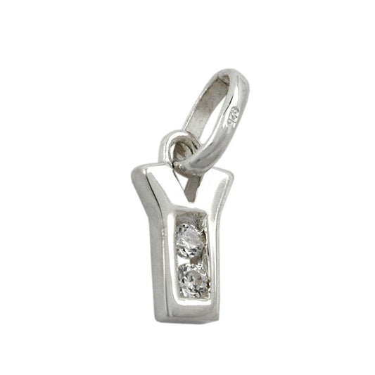 Pendant 8x5mm letter Y shiny with zirconias silver 925