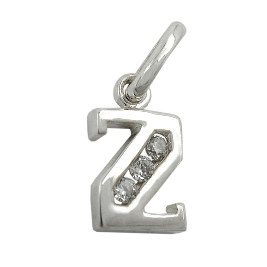 Pendant 8x7mm letter Z shiny with zirconias silver 925