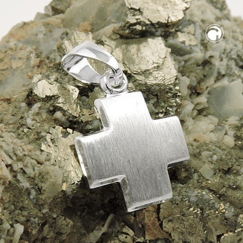 Pendant 11x11mm cross matt silver 925