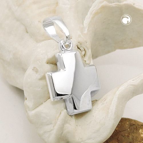 Pendant 11x11mm cross shiny silver 925