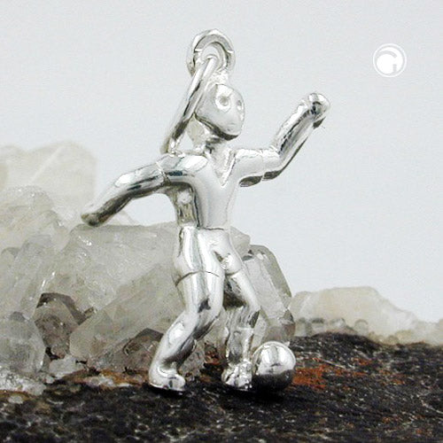Pendant 20x12mm football player shiny silver 925