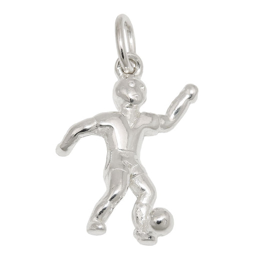 Pendant 20x12mm football player shiny silver 925