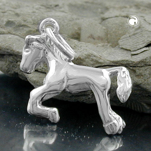 Pendant 15x13mm horse shiny silver 925