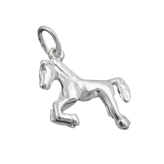 Pendant 15x13mm horse shiny silver 925