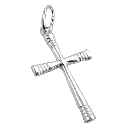 Pendant 24x14mm cross shiny ringed ends silver 925