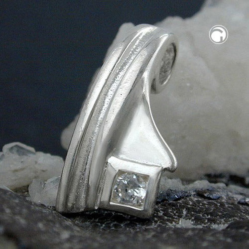 Pendant 16x7mm zirconia shiny silver 925