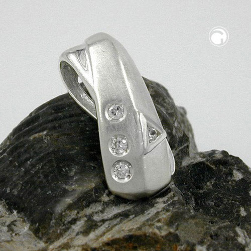 Pendant 20x9mm with 4 zirconias matt silver 925