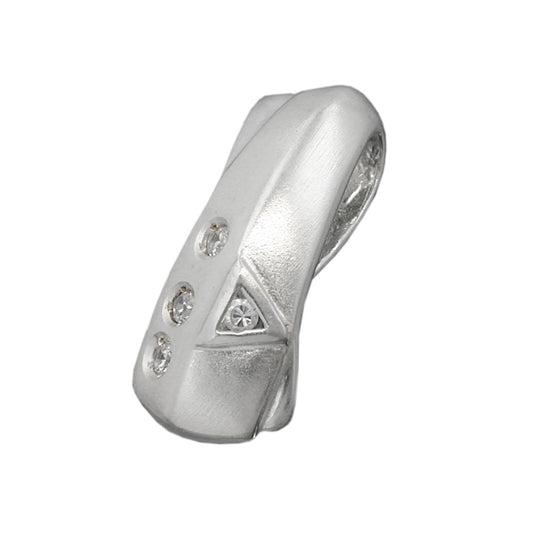 Pendant 20x9mm with 4 zirconias matt silver 925