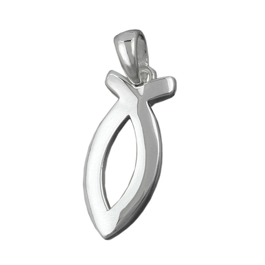 Pendant 17x7mm Jesus sign shiny silver 925