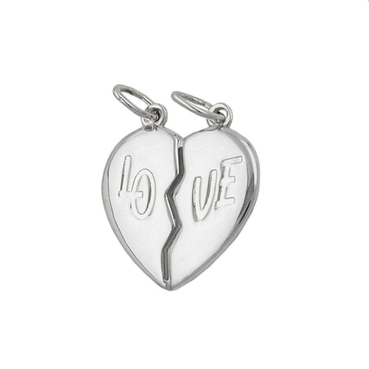 Pendant 20x20mm double pendant heart LO-VE silver 925